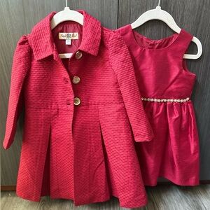 Pink Rose Scarlet Kids Dress and Coat Ensemble